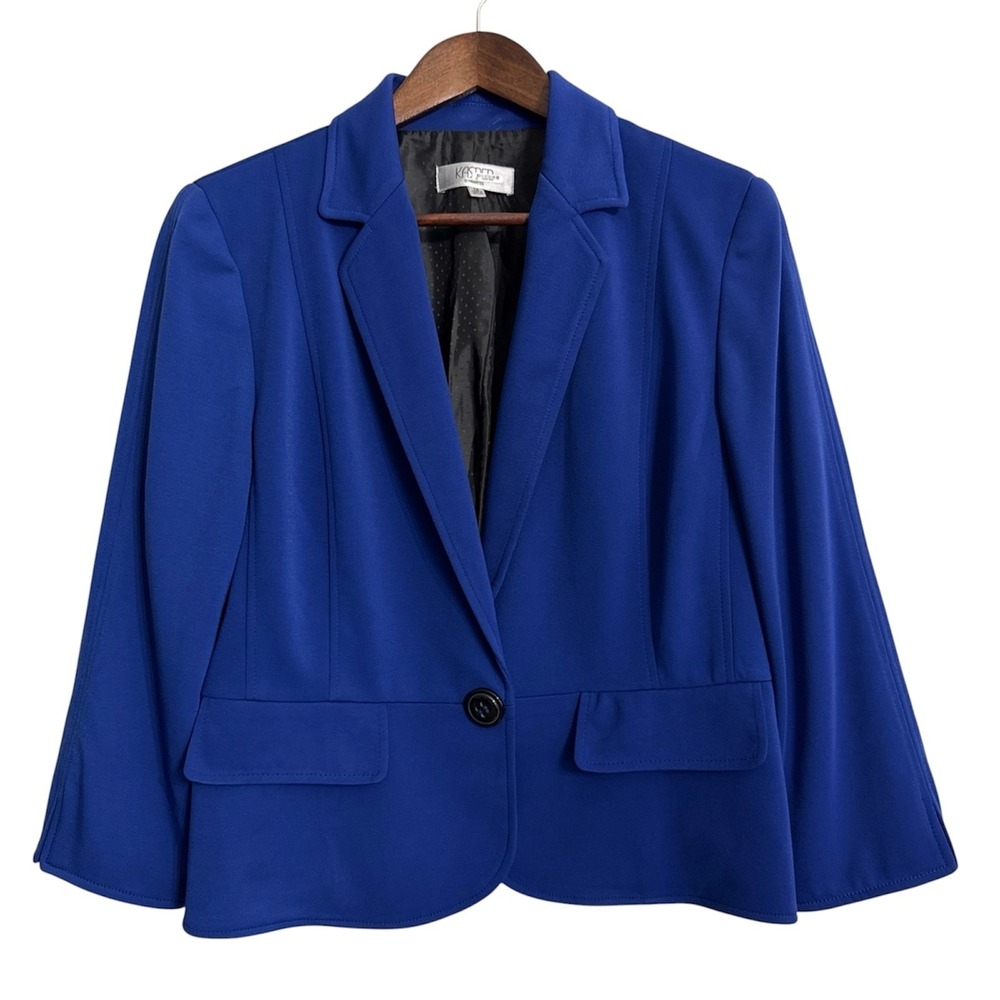 Kasper blazer women's 12 blue‎ stretch mix and match career work office peplum
